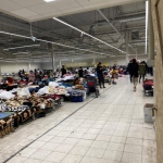 People in shelters and processing 