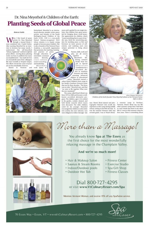 Vermont Woman - Planting Seeds of Peace