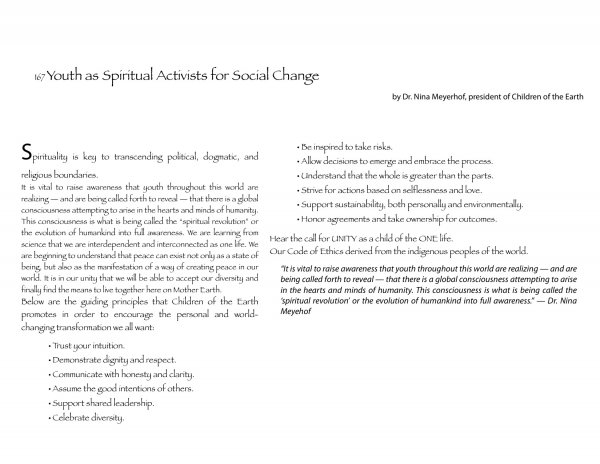 Youth as Spiritual Activists for Social Change