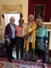 Spiritual leaders Raphaelle & Michael Tamura and Dr. Nina Meyerhof bless the violin